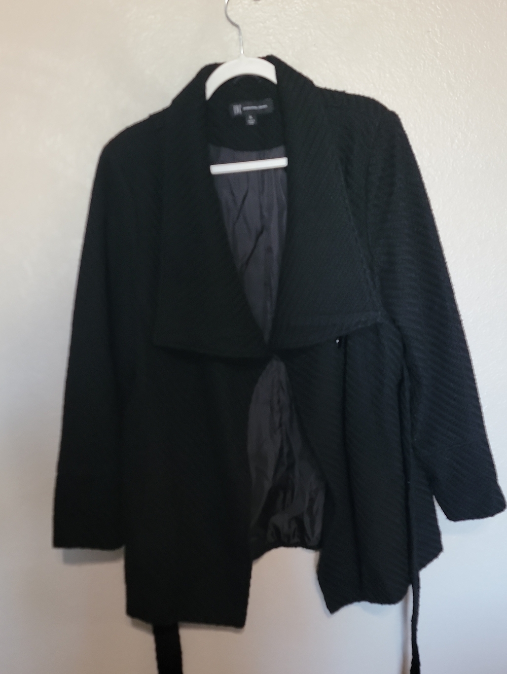 INC International Concepts Black Open Drape Knit Cardigan